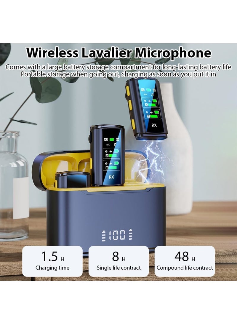 سيوسي ميكروفون لافالير لاسلكي، ميكروفون مزدوج المشبك مع علبة شحن شاشة رقمية، ميكروفونات لاسلكية صغيرة للتوصيل والتشغيل مع تقليل الضوضاء لتسجيل الفيديو، والبث المباشر، واليوتيوب - Image 5